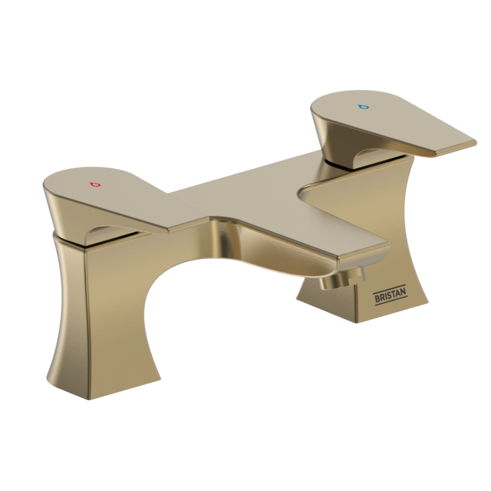 Cut out image of the Bristan Hourglass Brushed Brass Deck Mounted Bath Filler